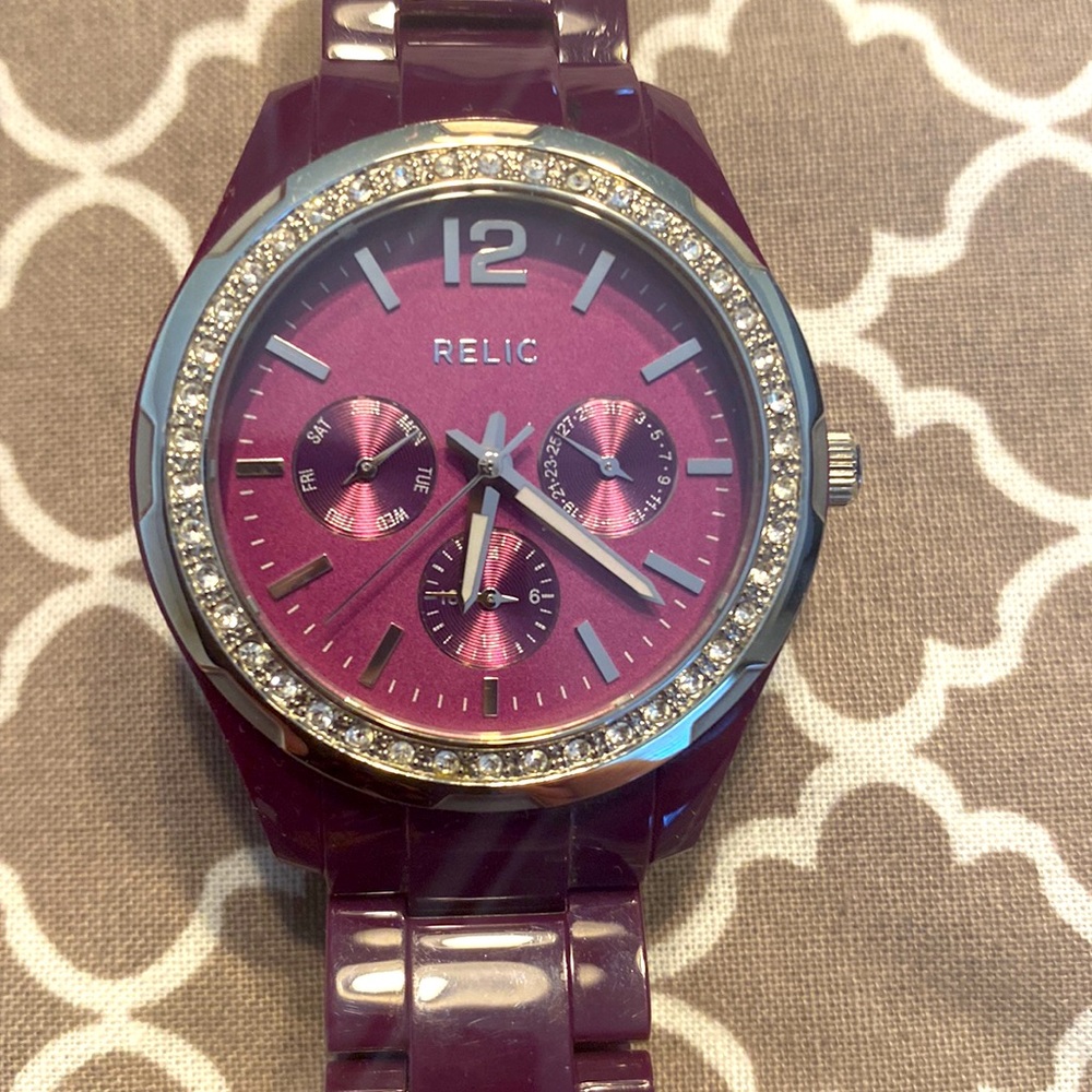 Relic Brand Purple/Plum Multi-Dial watch